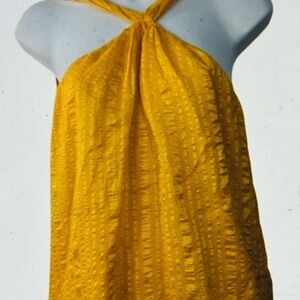 Frame Denim Tops Frame Halter Crinkled Silk Gold Blouse....size Small